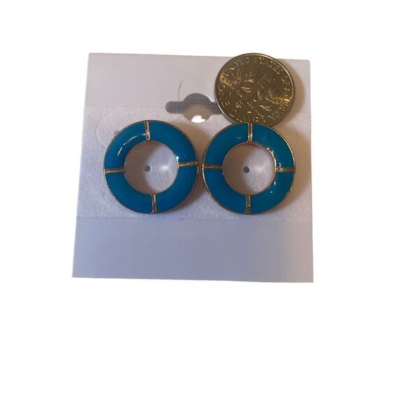 Turquoise Blue & Gold Open Circle Posts. - Picture 6 of 6